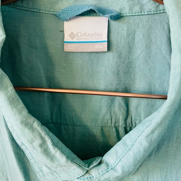 Columbia Teal Men's Short Sleeve Button Shirt (XXL) - Picture 6 of 14